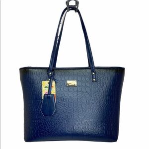 The big tote blue black ombré animal print